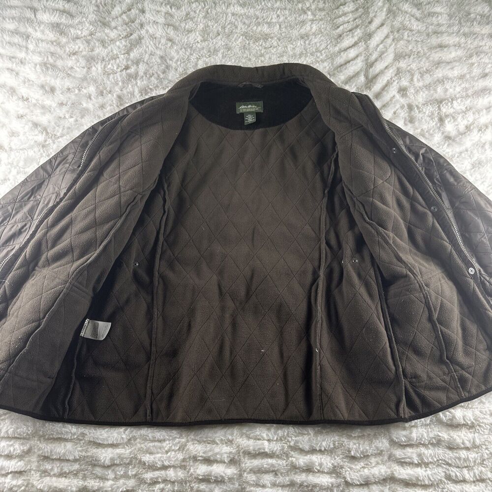 Eddie Bauer Brown Quilted Puffer Bomber Jacket Women's Size Large Zip Front - Picture 7 of 16